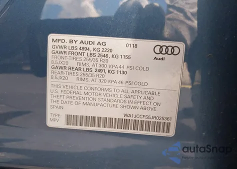 2018 Audi Q3 2.0T Premium/2.0T Sport Premium from USA, damaged, VIN WA1JCCFS5JR025361